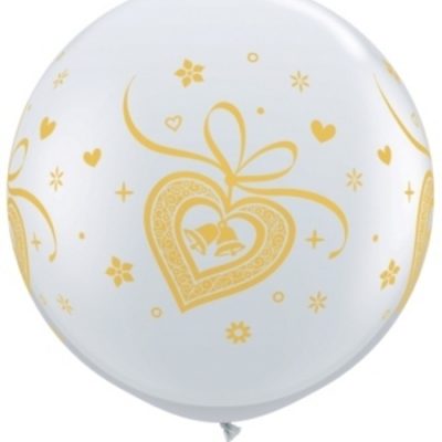 Wedding Bells Heart 3' Latex Balloon Q82941