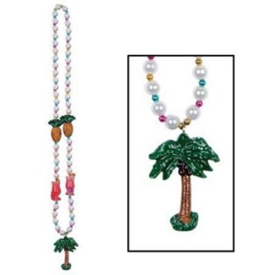 Luau Party Beads with Palm Tree Medallion BE50437