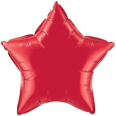 Ruby Red Star 9 inch (22cm) Foil Q24134 - F - Uninflated, Heat Sealer Required