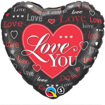 Love Hearts Red & Black Foil Balloon Q34478