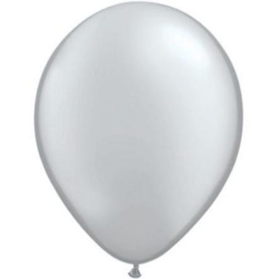 Silver Metallic Latex 11 inch (28cm) Balloons Q43794