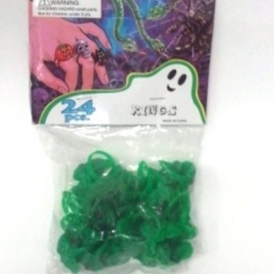 Plastic Skull Ring Party Favours Green IISKULLG