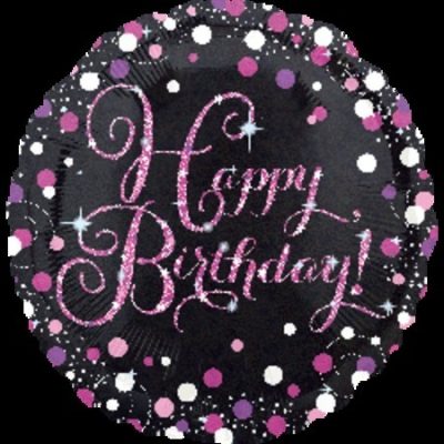 Pink Celebration Happy Birthday Holographic Foil Balloon ANA33782