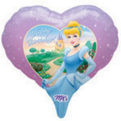 Happy Birthday Cinderella 9 inch (23cm) Foil Balloon - F - Uninflated, Heat Sealer Required