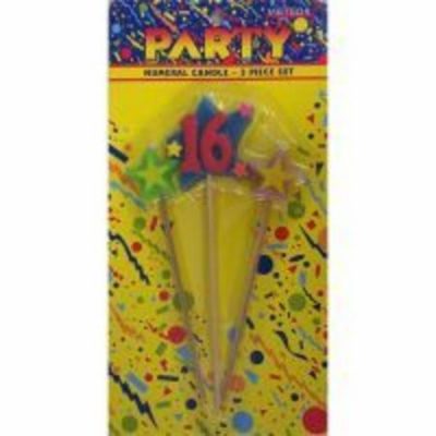 Three Star Pick Candle Numeral 16 MFCN-16