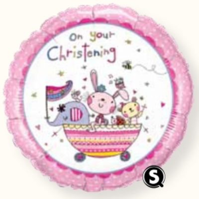 On Your Christening Pink Foil Balloon Q55043
