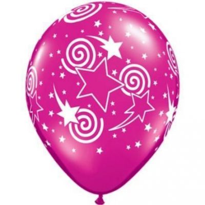 Swirling Stars Around Latex Balloons Q86452