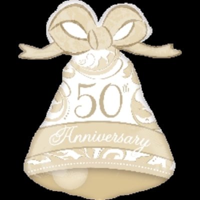 Gold Elegant 50th Anniversary Bell SuperShape Foil Balloon ANA25179