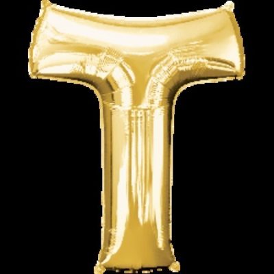 Gold Letter T Megaloon 32 inch (81 cm) Foil Balloon ANA32986