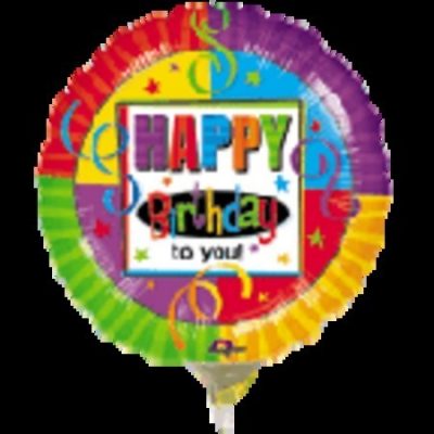 Birthday Perfection 9 inch (23cm) Foil Balloon ANA07674 - I - Inflated, On Cup & Stick