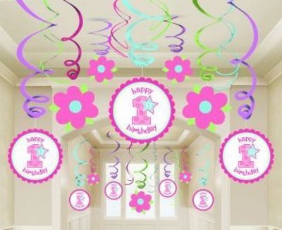 1st Birthday Girl Swirl Decorations AM679531