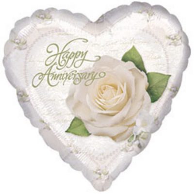 Petals & Pearls Anniversary 9 inch (22cm) Foil Balloon ANA07863 – I – Inflated, On Cup & Stick