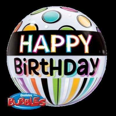 Happy Birthday Black Band & Dots Bubble Balloon Q25720