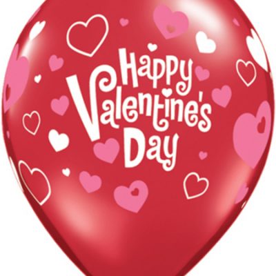 Valentines Pink Hearts Printed Latex Balloons Q40309