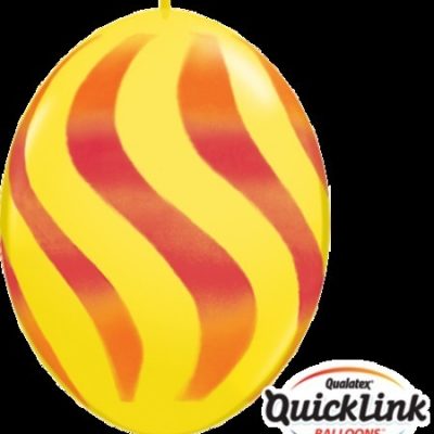 Quick Link 12 inch (30cm) Yellow, Red & Orange Wavy Stripes Latex Balloons Q28096