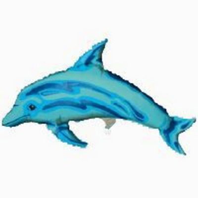Ocean Blue Dolphin Mini Shape Foil Balloon ANA06069 - I - Inflated, On Cup & Stick