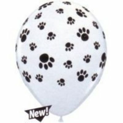 Paw Prints Around Standard White Latex Balloons Q76892