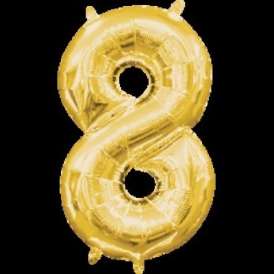 Number 8 Gold Minishape Foil Balloon ANA33091