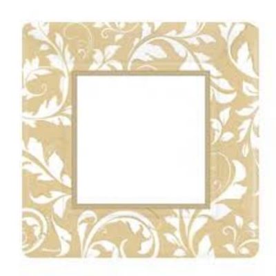 Gold Elegant Scroll Square Metallic Plate AM593851