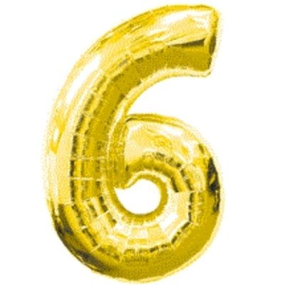 Gold Numeral Six Number Shape Foil Balloon D213716