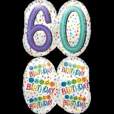 Rainbow Birthday 60 Supershape Foil Balloon ANA34447