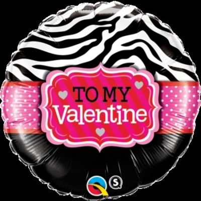 To My Valentine Zebra Stripes Foil Balloon Q34079
