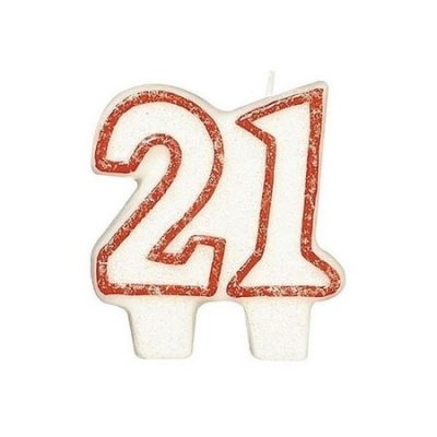 Candle Numeral 21 Glitter Red AM170680