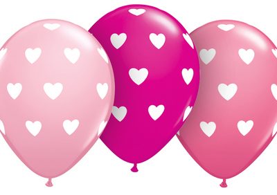 Big Hearts Printed Pink, Wildberry & Rose Latex Balloons Q76921