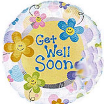 Smiley Flowers Get Well 4 inch (10cm) Foil Balloon ANA10120 - F - Uninflated, Heat Sealer Required