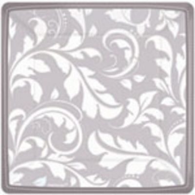 Silver Metallic Elegant Scroll Plates 7 inch (17.7cm) AM543850