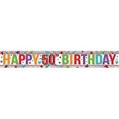 Happy 50th Holographic Multi Colour Banner AM9900033