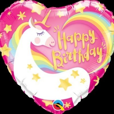 Happy Birthday Magical Unicorn Heart Shape Foil Balloon Q57319