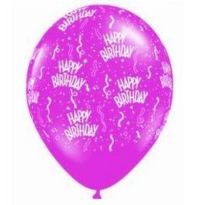 Happy Birthday Around Pearl Magenta Latex Balloons IIHBDM