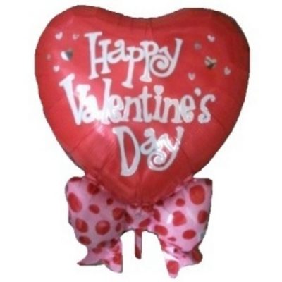 Happy Valentine's Day With Pink and Red Bow Heart Shape Foil Balloon ANA08727