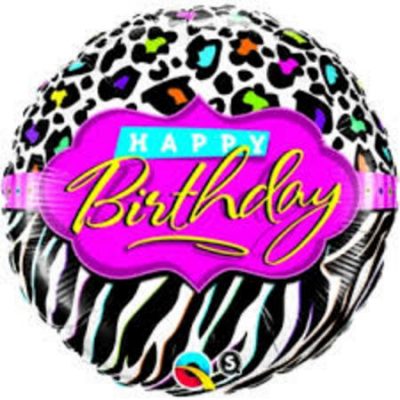 Happy Birthday Leopard Zebra Patterns Foil Balloon Q41631