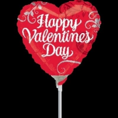 Happy Valentines Day Swirls 9 inch (23cm) Foil Balloon ANA25597 - F - Uninflated, Heat Sealer Required