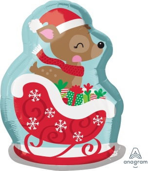 Deer in Sleigh Junior Shape Foil Balloon ANA36010