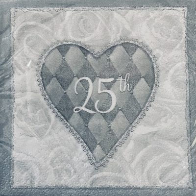 Platinum Wedding 25th Anniversary Beverage Napkins AM505339