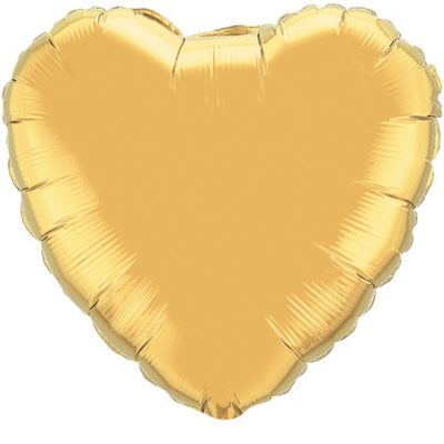 Metallic Gold 4 inch (10cm) Heart Foil Q36336 (Pk.10) - F - Uninflated, Heat Sealer Required