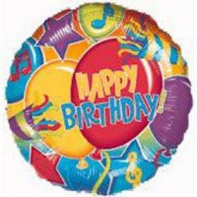 Birthday Glitter 9 inch (22cm) Foil Balloon ANA07027 – I – Inflated, On Cup & Stick