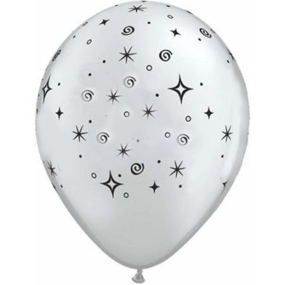 Elegant Sparkles & Swirls Silver Latex Balloons IISS