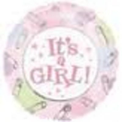 It's A Girl Dots & Pins 4 inch (10cm) Foil Balloon ANA10127 - I - Inflated, On Cup & Stick