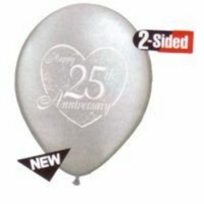 Anniversary Happy 25th Heart Silver Latex Balloons Q91946