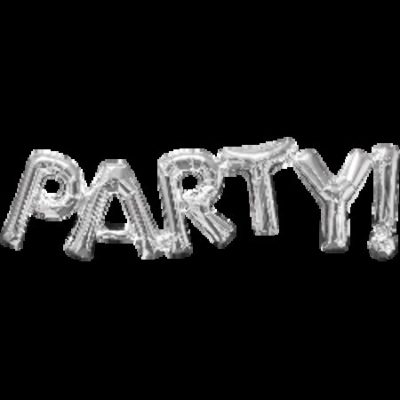 Phrase 'PARTY' Silver Supershape Foil Balloon ANA33099