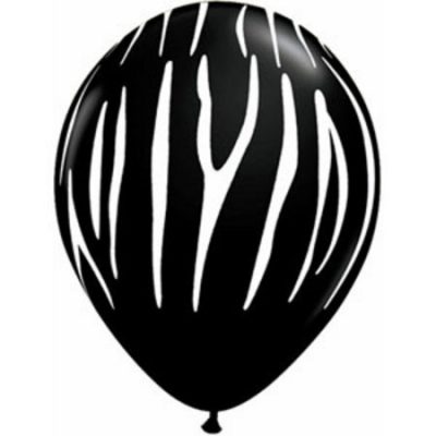 Zebra Stripes Onyx Black with White Stripes Latex Balloons Q12467