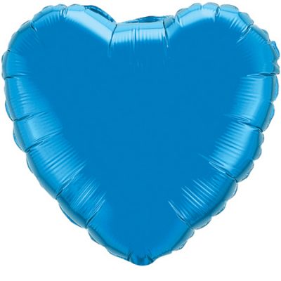 Sapphire Blue 4 inch (10cm) Heart Foil Q23404 (Pk.10) - F - Uninflated, Heat Sealer Required