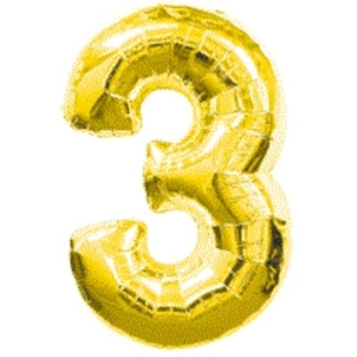 Gold Numeral Three Number Shape Foil Balloon D213713