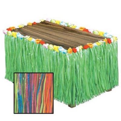 Multi-Coloured Artificial Grass Flowered Table Skirting BE50492-MC