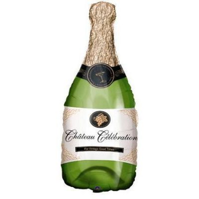 Champagne Bottle Mini Shape Foil Balloon ANA07717 - F - Uninflated, Heat Sealer Required