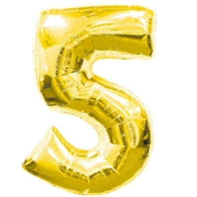 Gold Numeral Five Number Shape Foil Balloon D213715